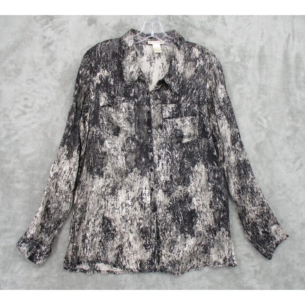 Gold Hawk Shirt Womens Size M Snake Luxury Silk Velvet Sheer Whimsigoth Office